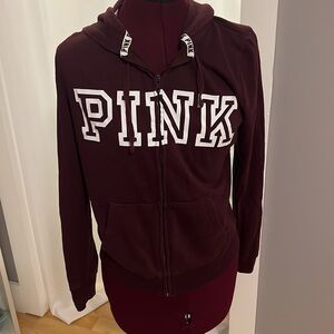 Maroon PINK Victoria’s Secret Lightweight Zip-up Hoodie, Juniors S